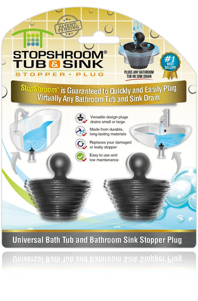 StopShroom (Black) Tub & Sink Universal Stopper Plug for Bathtub & Bathroom Drains