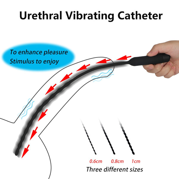 Urethral Vibrator Catheter Sex Toy for Men Penis Plug Vibrating Urethral Plug Masturbator Penis Insertion Urethral Sound Dilator