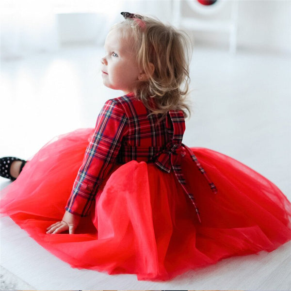 Autumn Mommy and Me Clothes Mother Daughter Hot Bow Patchwork Dress