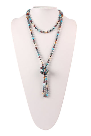 Buy turquoise-purple-multi-mix 8mm Longline Hand Knotted Necklace