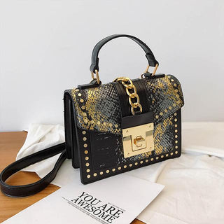 Buy black-gold-m1901-30 Luxury Small Cross Body Chain Rivet Handbag
