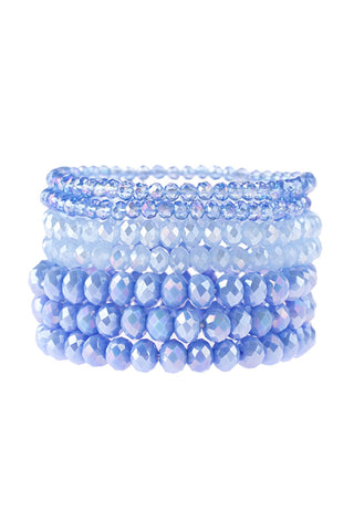 Buy blue Hdb2750 - Seven Lines Glass Beads Stretch Bracelet