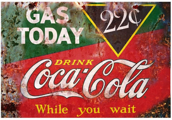 8” x 10" Metal Sign All Aluminum Coca Cola and gas 22 cents
