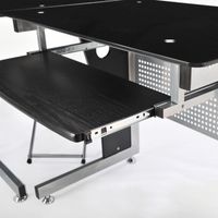 HOMCOM 64 inches Modern L-Shaped Glass Top Office Workstation Computer