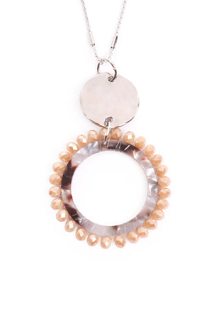 Buy silver-brown Myn1327 - Glass Beaded Hoop Pendant Necklace