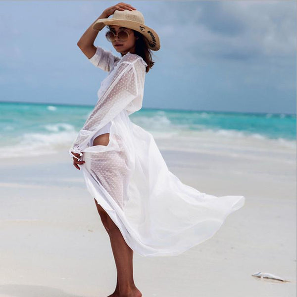 Long Sleeve Women Beach Dress