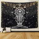 Skull Meditation Trippy Tapestry Wall Hanging Home Room Decor Carpet Boho Lil Cat Peep Astrology Hippie Witchcraft Tapiz Mandala