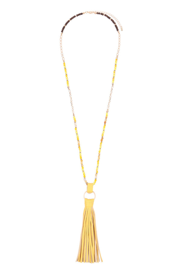 Hdn3121 - Leather Tassel Necklace