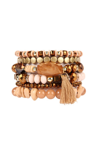 Buy light-brown Hdb2201 - Boho Tassel Charm Bracelet