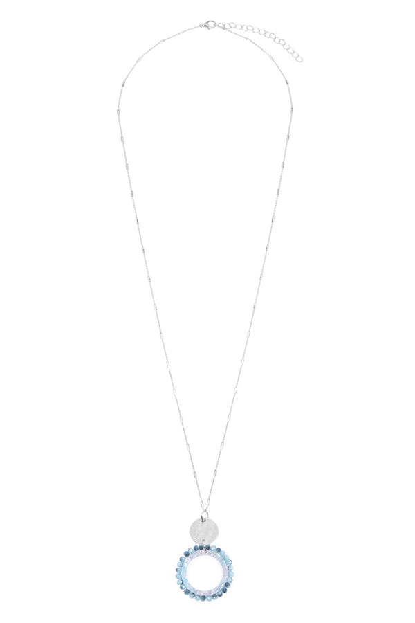 Glass Beaded Hoop Pendant Necklace