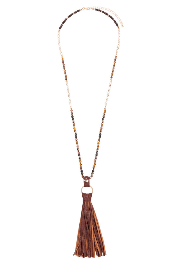 Hdn3121 - Leather Tassel Necklace