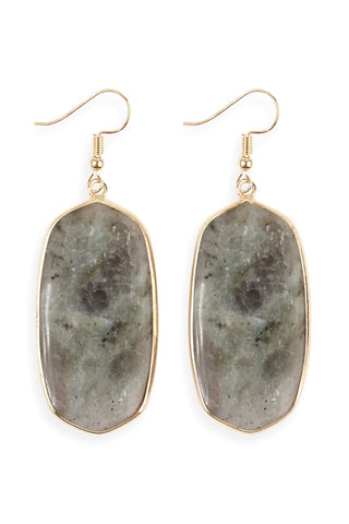 Buy gray Natural Oval Stone Earrings