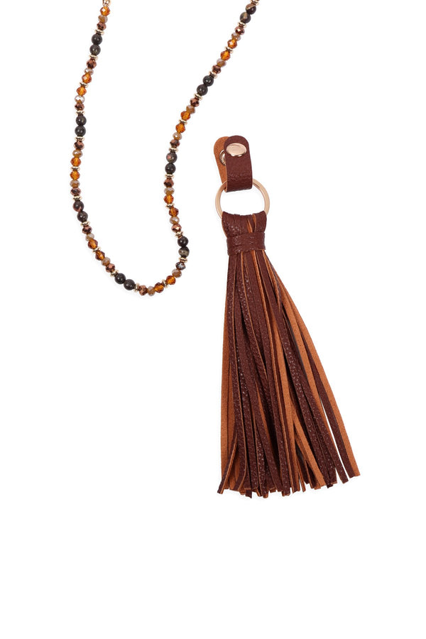 Hdn3121 - Leather Tassel Necklace