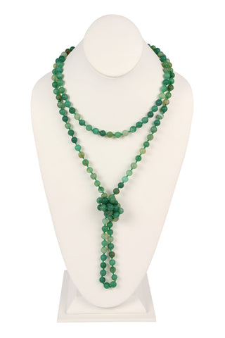 Buy green-agate Hdn2239 - Natural Stone Hand Knotted Long Necklace