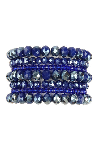Buy sapphire Hdb2750 - Seven Lines Glass Beads Stretch Bracelet