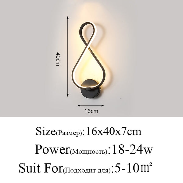 Modern Minimalist Wall Lamps Living Room Bedroom Bedside 16W AC96V-260V LED Sconce Black White Lamp Aisle Lighting Decoration