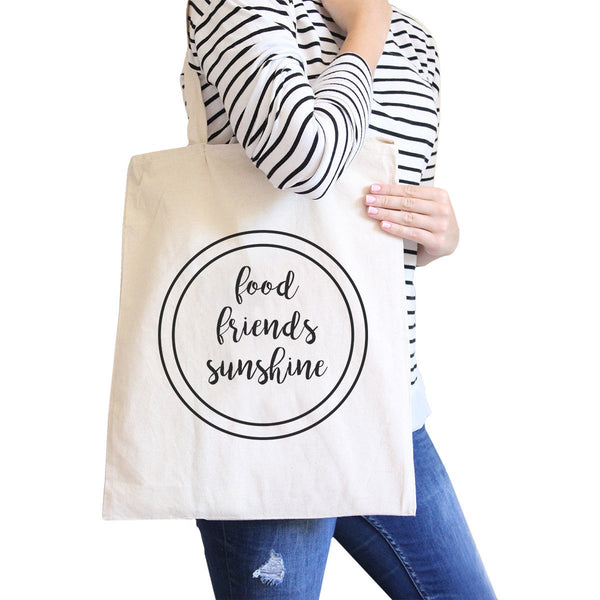 Food Friends Sunshine Cute Graphic Natural Canvas Bag Heavy Cotton