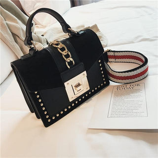 Buy black-m1901-29 Luxury Small Cross Body Chain Rivet Handbag