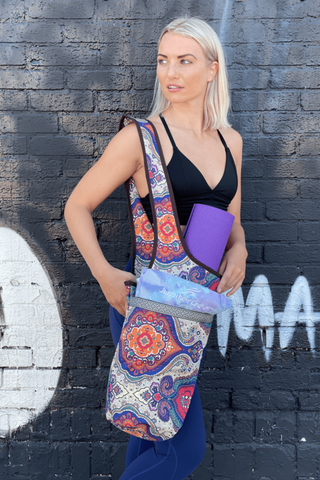 Buy exotic-saffron Yoga Mat Carrying Tote Bag with Large Pockets