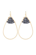 Hde3070 - Open Teardrop With Rondelle Beads Earrings