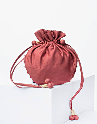 Cotton Silk Embroidered Potli Bag For Women
