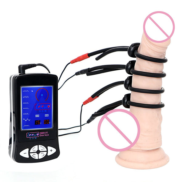 OLO Electric Shock Penis Ring Electro Stimulation Electric Shock Cock Ring Medical Therapy Massager Sex Toys for Men Silicone