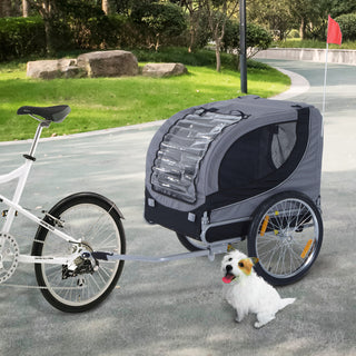 Aosom Pet Bike Bicycle Trailer Dog Cat Travel Carrier Foldable Gray