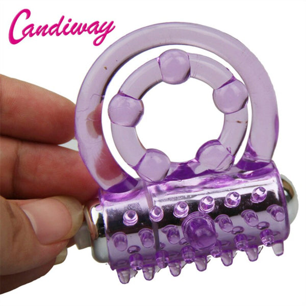 CandiWay Mini Vibrators Rings Double Cockring Delay Premature Ejaculation Penis Ball Loop Lock Sex Toys Product for Men
