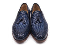 Paul Parkman Woven Leather Tassel Loafers Navy (ID#WVN44-NAVY)