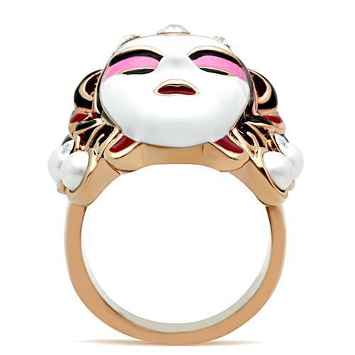 GL163 - IP Rose Gold(Ion Plating) Brass Ring with Top Grade Crystal