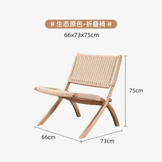 Buy rice-white ins folding chair is very simple chair balcony recliner rattan lazy