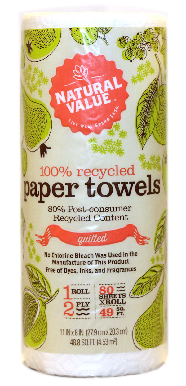 Natural Value 100% Recycled Paper Towels By The Roll (30x80CNT )