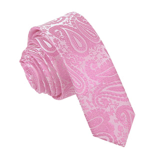 Paisley Skinny Tie - Baby Pink