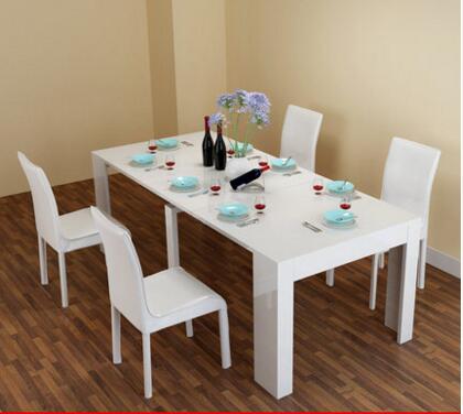 Stretch table. Fold the dining table and chairs.