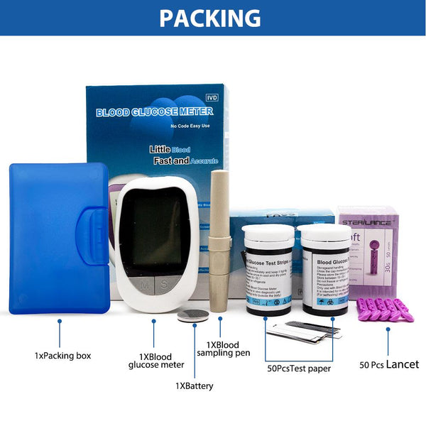 Blood Glucose Meter Glucometer Kit Home Diabetes Tester