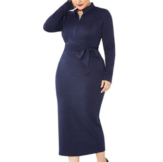 Buy navy-blue winter Maternity dress plus size dress Plus Size